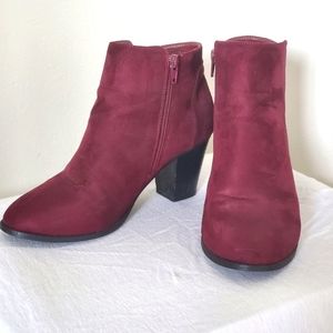 Charlotte Russe Fake Suede Maroon Booties